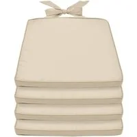 Beautissu Stuhlkissen 4er Set Stuhlkissen Pia, 40x45cm, Natur, Sitzkissen Gartenstuhlkissen, Sitzpolster für Rattanstühle, Outdoor