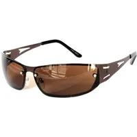 Rennec Sonnenbrille (Raver Biker Techno Brille mit Brillenbeutel) Sportliche Metallbrille Schmal Braun Getönt