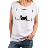 MAKAYA Print-Shirt Katzenshirt Damen Top Katzenmotiv Lustige Katzen Geschenke Katzenfans