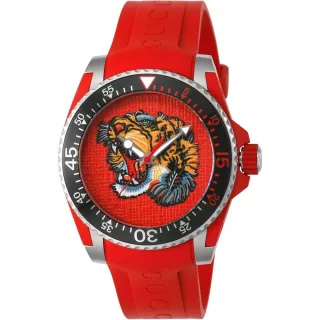 Gucci YA136315 Dive Rot Tiger Head Zifferblatt Herrenuhr