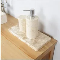 wohnfreuden Dekoschüssel Marmor Tablett 30 cm creme rechteckig flach, 32993
