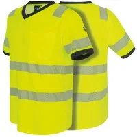 PRO FIT T-Shirt Warnschutz, Arbeits-Shirt, Warnshirt - Neongelb (1, Stück) Atmungsaktiv, Reflexstreifen, UV-Schutz, Allergiker geeignet, Unisex