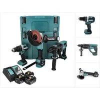 Makita Akku-Schlagbohrschrauber DLX 3093 TJ Akku Spezial Set 18 V mit DHP 484 54 Nm + DHR 202 2,0 J
