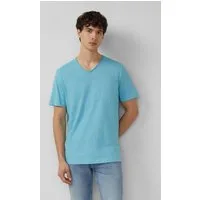 s.Oliver Kurzarmshirt T-Shirt Flammgarnshirt mit offener Kante am Ausschnitt