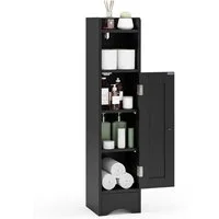 COSTWAY Badkommode, Badezimmerschrank schmal mit verstellbaren Ablagen, weiß