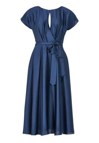 SWING - Cocktailkleid aus Satinchiffon navy - Gr. - 40
