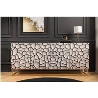 riess-ambiente Sideboard VULCANO 180cm weiß / schwarz / gold (Einzelartikel, 1 St), Wohnzimmer · Massivholz · Metall · Anrichte · 3D-Front · Modern Design