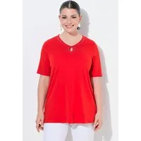 Ulla Popken T-Shirt T-Shirt Ziersteine V-Ausschnitt Halbarm