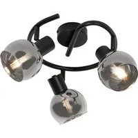 Qazqa LED Aufbaustrahler Vidro, ohne Leuchtmittel, Warmweiß, QAZQA Aufbau­spot, e14, Schwarz, Glas, Art Deco