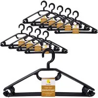 Spetebo Kleiderbügel Kunststoff Kleiderbügel mit Hosenstange - 100 Stück / schwarz, (Set, 100-tlg), Garderoben Bügel für Jacken und Hemden