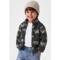 Name It Plüschjacke NMMMONICO TEDDY JACKET AOP NOOS Kunstfaser, normal geschnitten