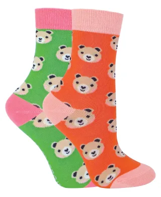 Miss Sparrow - 2er-Pack Mädchen Bambus-Tiermuster-Socken - Bären