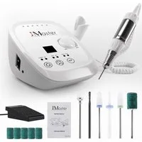 JCMaster Maniküre-Pediküre-Set Nagelfräser Profi 35.000 U/Min, inkl 6x Bits, elektrische Nagelfeile für Gelnägel Acrylnägel, mit Fußpedal