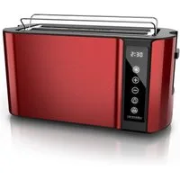 Arendo Toaster Wärmeisoliertes Doppelwandgehäuse, Display mit Restzeitanzeige, 2 lange Schlitze, für 4 Scheiben, 1500 W, Touchpanel, Brötchenaufsatz, 7 Bräunungsgrade, Brotscheibenzentrierung