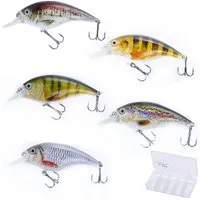 Zite Kunstköder Crankbait-Wobbler-Set 8,9 cm 16,4 g natürliches 3D-Design 5 Stück