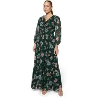 Zero Chiffonkleid Damen langarm mit Blumen Rüschen
