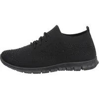 Ital-Design Damen Low-Top Freizeit Sneaker (85960039) Flach Sneakers Low in Schwarz
