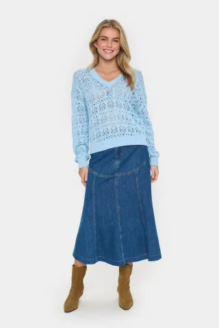Strickpullover Gerade Passform blue