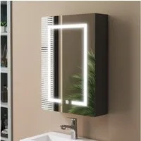 duschspa Spiegelschrank LED Badschrank mit Steckdose drei Lichtfarbe dimmbar Beschlagfrei Touch/Wandschalter, Weiß Matt/Schwarz Hochglanz, 40-100cm