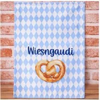 AltoBelli Geschirrtuch AltoBelli Geschirrtuch OKTOBERFEST Weiß Blau WIESNGAUDI mit Brezel