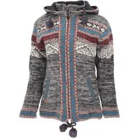 Guru-Shop Langjacke Kuschelige gefütterte Strickjacke, Damenjacke,..