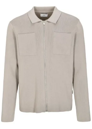 BASEFIELD - NOS Polo Zip Cardigan smoked taupe - Gr. - M