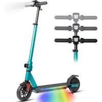 Vankel Elektro-Kinderroller ab 10 Jahre, E scooter für Kinder, klappbar, 15km, höhenverstellbar, EBS+Fußbremse, LED-Display, farbiger Beleuchtung, mit Haken
