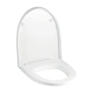 Geberit Flow WC Sitz 575950000 weiss, Scharniere Edelstahl, mit Absenkautomatik