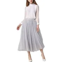DEBAIJIA Meshrock Meshrock Damen Maxirock Sommer Elegant Lange Röcke Kleid Hohe Taille