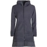 Vishes Kurzmantel Lange Fleecejacke Hippiemantel Übergangsjacke Zipfelkapuze Goa Style, Microfleece