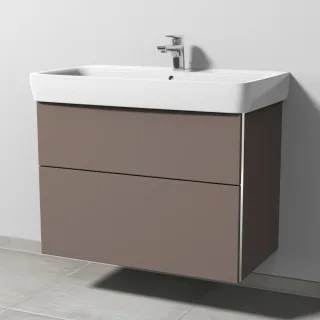 Sanipa 3way Waschtischunterbau zu Geberit Renova Plan Waschtisch mit 2 Auszügen, Taupe-Matt BP8791T