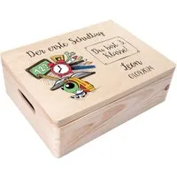 Creative Deco Holzkiste Einschulung Geschenk Erster Schultag, Natur 40 x 30 x 14 cm