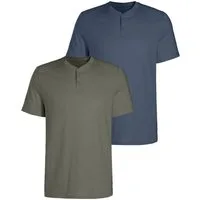 H.I.S Henleyshirt (Packung, 2) Kurzarmshirt mit Henleykragen, strukturierte Baumwolle