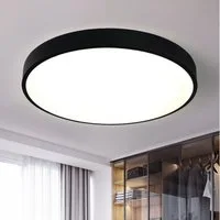 style home LED Deckenleuchte Flach Rund Deckenlampe aus Metall, Warmweiß 3000K, 24W/36W/48W, LED fest integriert, nicht dimmbar, Warmweiß 3000K, Schwarz 40*40*4cm für Schlafzimmer Wohnzimmer Küche Büro Flur Diele
