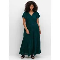 sheego by Joe Browns Etuikleid Maxikleid Kurzarm in Wickeloptik, mit Stufenvolant