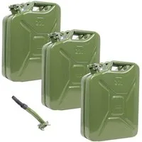 TRUTZHOLM Kanister 3x 20l Benzinkanister aus olivgrünem Metall inkl. Ausgießer (3erSet, 3 St), stabil