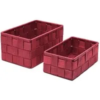 Lashuma Aufbewahrungskorb (Set, 2 St), rote Dekokörbchen aus Textil und Metall