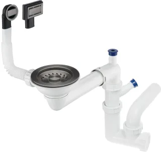 Neuesbad Siphon SPACE SAVER für 1-Becken SINKS 3,5", Titan NB1DEZXYD9491