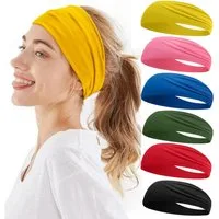 Mutig Stirnband 6 PCS Sports Stirnband,Elastische Haarbänder Unisex-6 Farben (Atmungsaktiv & Schweißabsorbierend & Schnelltrocknend,Einheitsgröße, Stirnband für Laufen, Radfahren, Yoga, Sport,robust und schön) Haarband Sport Yoga Schweißband,Männer u