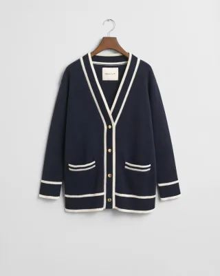 GANT - Kontrast Strickjacke evening blue - Gr. - S