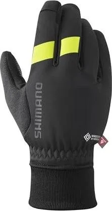 Shimano Windstopper Primaloft windabweisende und wärmeisolierende Handschuhe lang Black/Yellow L