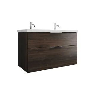 Burgbad Keramik Waschtisch-Set Eqio Marone Dekor Trüffel/Alpinweiss, SEYR103F2012C0001 SEYR103F2012C0001