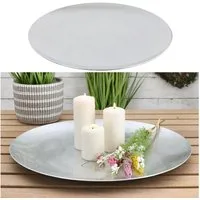 CEPEWA Dekoteller Dekoplatte PVC Ø47cm silber Glasureffekt Platzteller Serviertablett