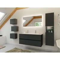 Magnolia Home Waschtisch Doppel-Badmöbel Set Taifun 4tlg.120cm LED Spiegel 3er Boxen & Hochschr
