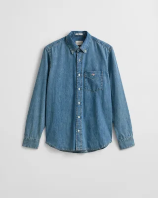 GANT - Regular Fit Jeanshemd semi light blue worn in - Gr. - XXXL