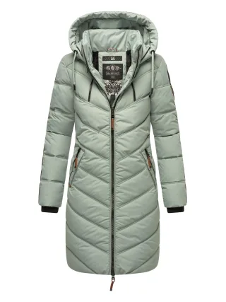 Marikoo Damen Winter Steppjacke – Armasa, lang mit Kapuze & Teddyfell