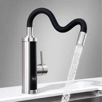 HOMELIVE Küchenarmatur mit durchlauferhitzer,Spültischarmatur küche,küchenarmatur edelstahl (Set) Sofort warmes Wasser · flexibel beweglicher Auslauf · Edelstahl