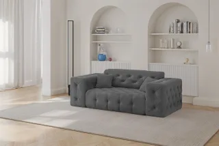 Sofa Designersofa CHANTAL 2-Sitzer in Stoff Moly Anthrazit