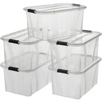 Logiplast Aufbewahrungsbox Premium Aufbewahrungsbox, 14 Liter (Spar-Set, 5 Stück), Clipverschluss zum einfachen verschließen