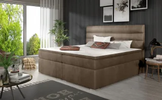 Boxspringbett Schlafzimmerbett FESTO 180x200cm Stoff Monolith Braun